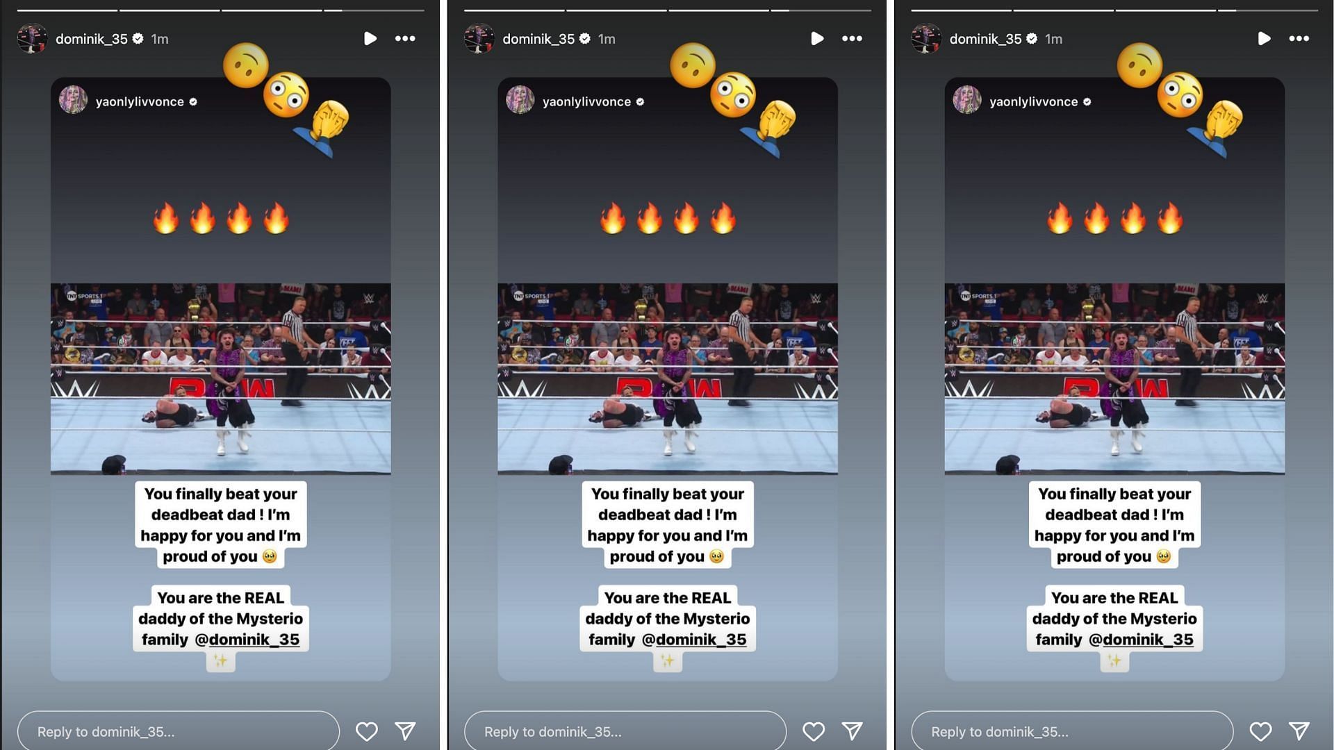 Mysterio reposted a message from Morgan on his Instagram story.